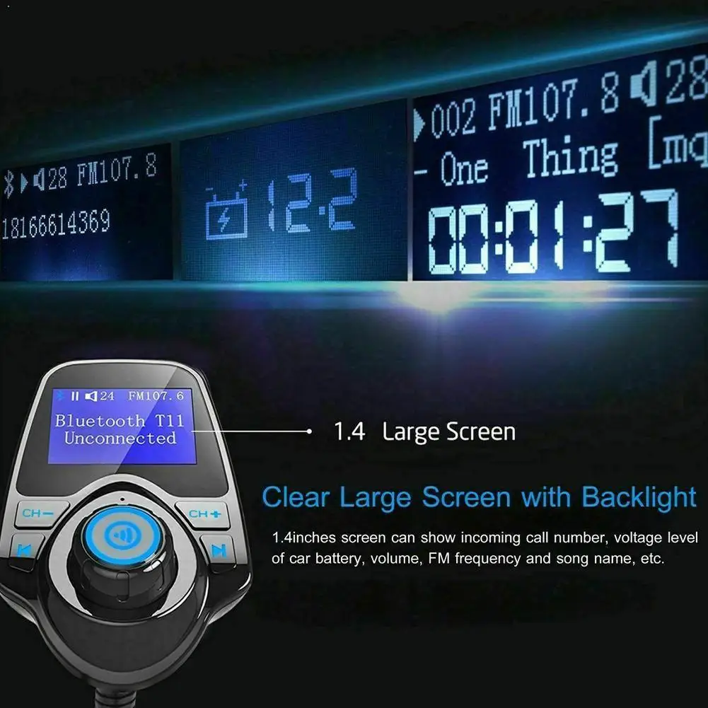 Беспроводной автомобильный комплект громкой связи Bluetooth FM трансмиттер mp3 плеер