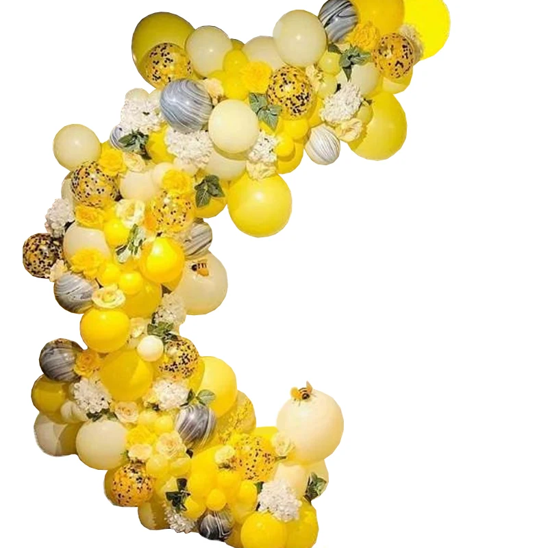 

122pcs Yellow Bee Themed Birthday Party Decoration Latex Confetti Balloon Garland Arch Kit for Boys Girls Baby Shower Supplies