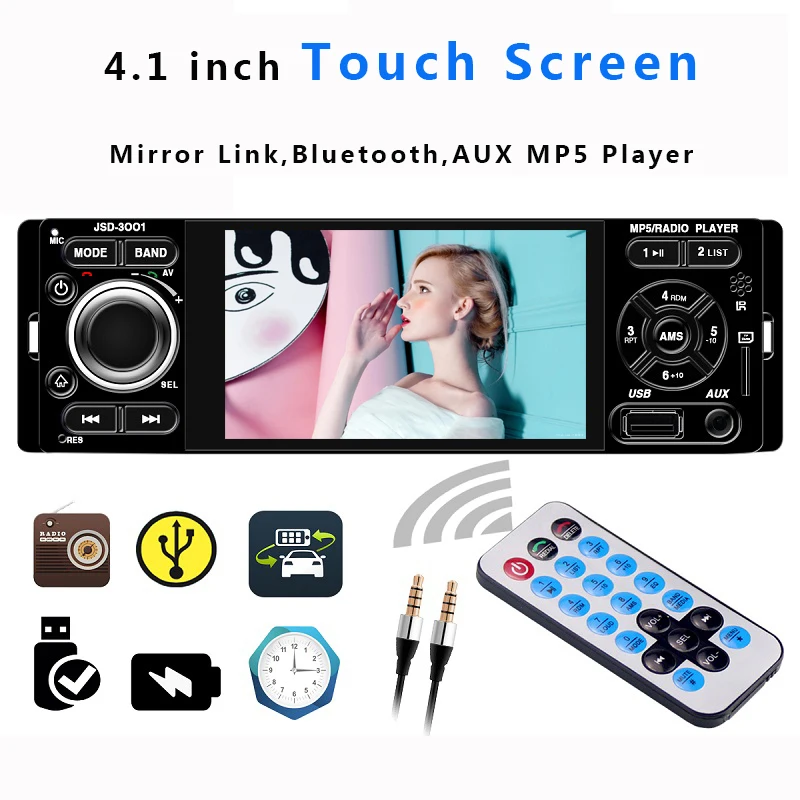 1din мультимедийный зеркальный автомобильный Радио Android стерео Авто сенсорный