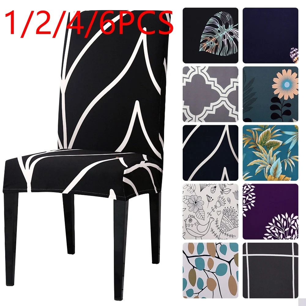 1/2/4/6 шт Эластичный Печатный обеденный чехол для кресла Съемный Анти грязный