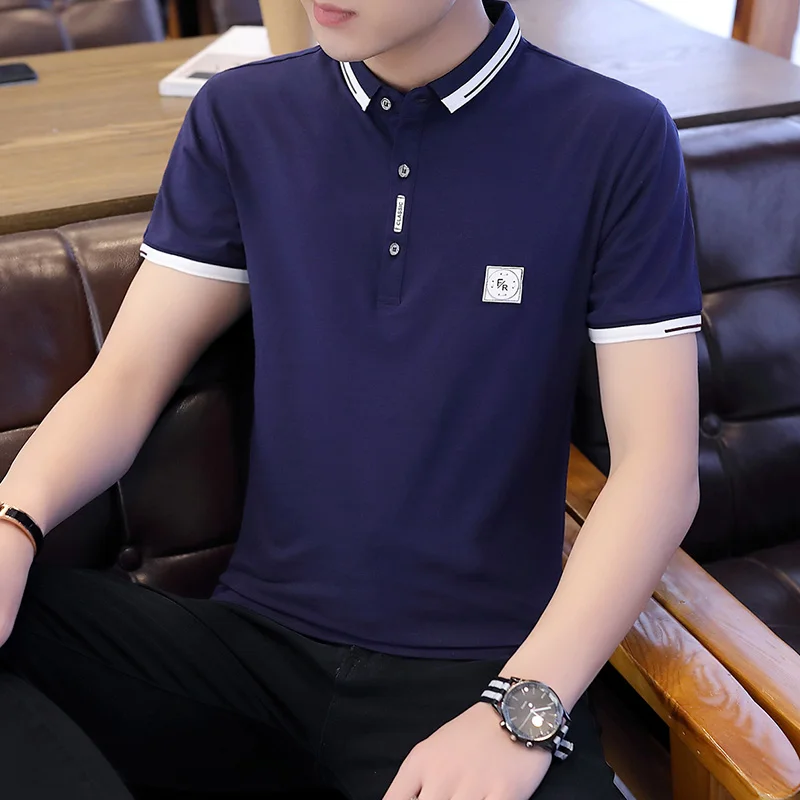 Рубашка-поло мужская однотонная деловая Повседневная дышащая рубашка с