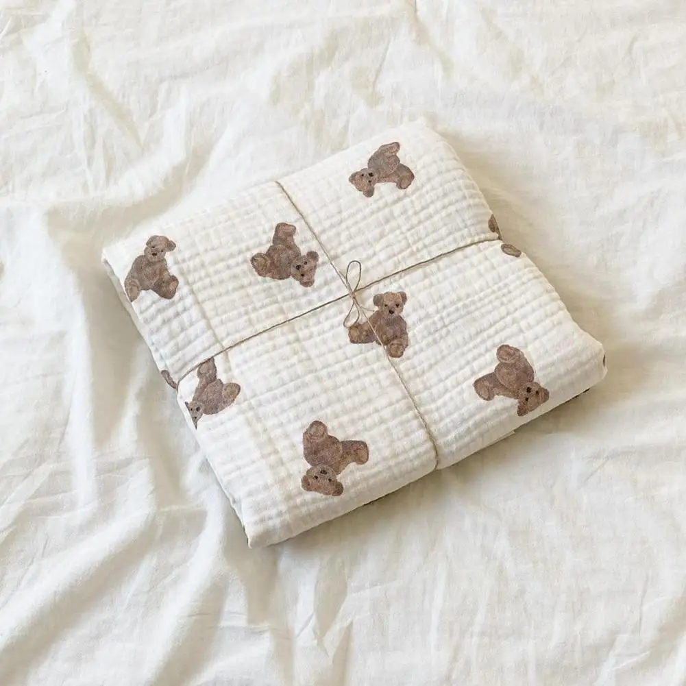 

Летнее Детское одеяло 2021, хлопковое дышащее одеяло с принтом медведя для младенцев, гипоаллергенное детское банное полотенце, одеяло Siesta