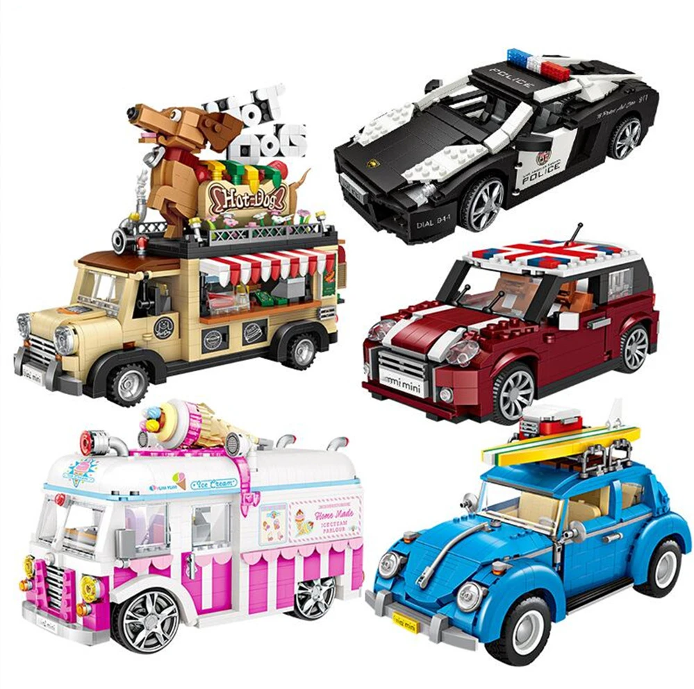 Technic Мини Строительные блоки хот дог тележка автомобиль Assemable Дети Развивающие