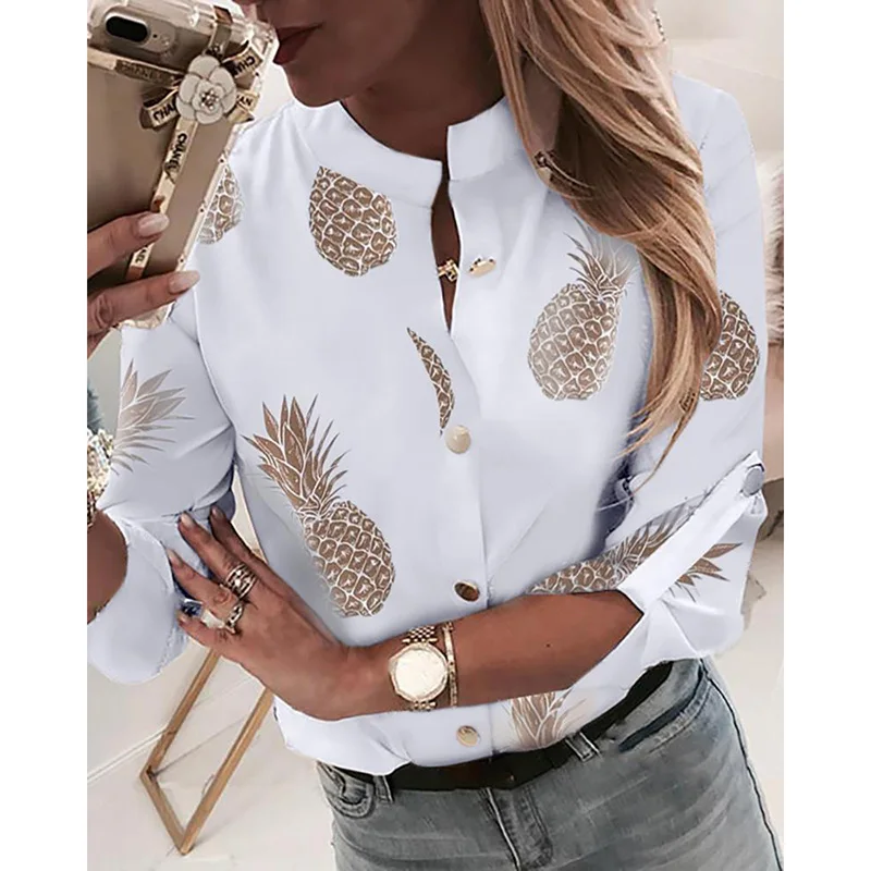 Женские осенние Рубашки с сексуальным принтом Повседневная тонкая рубашка