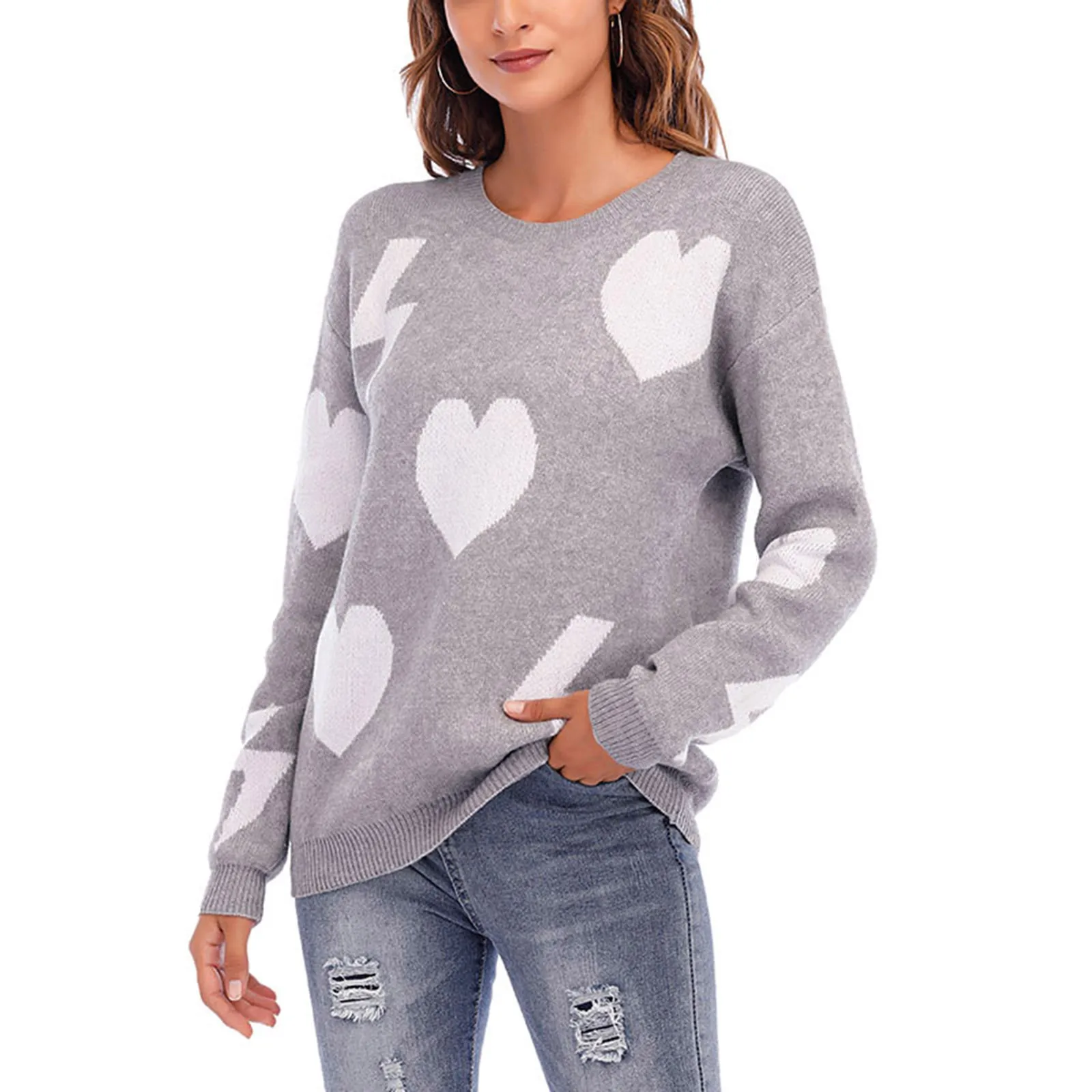 

Women's Sweaters And Pullovers 2021 Spring Autumn New Casual Loose Printed Pullover Long-sleeve Round Neck Loose Sweater New