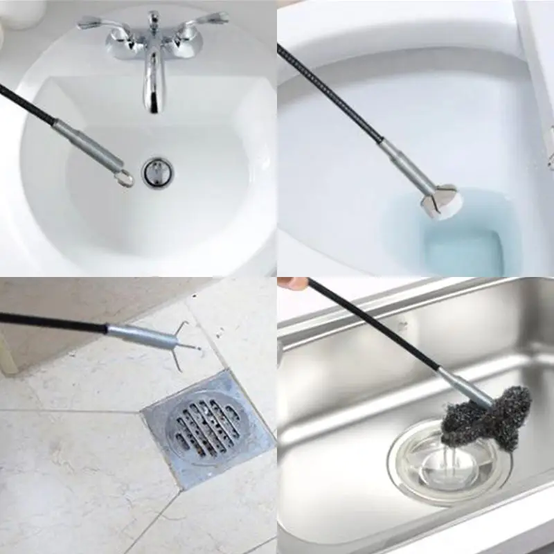 

Drop Shipping Stainless Steel Flexible Pick Up Tool Long Spring Claw Grip Toilet Kitchen Sewer Cleaning Supply Length 1.6m