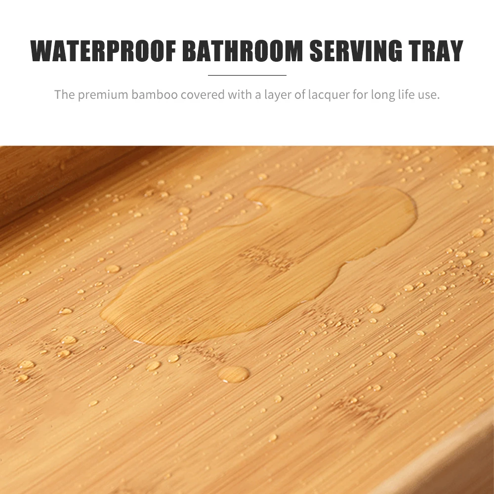 Поднос для ванной комнаты поднос бамбуковый декоративный с ручками многоцелевой