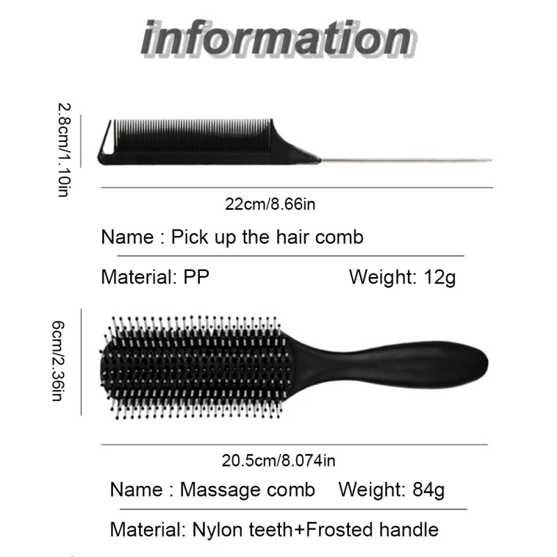 

4Pcs/set Hair Comb Detangling Hair Brush Comb Styling Hairbrush Straight Curly Wet Hair Scalp Massage Brush