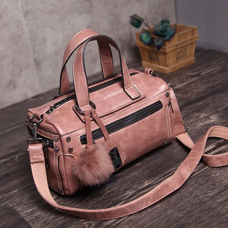 Pink Сумки на одно плечо из натуральной кожи, модные роскошные женские сумки через плечо, дизайнерские женские винтажные сумки высокого качества - Цвет: Pink