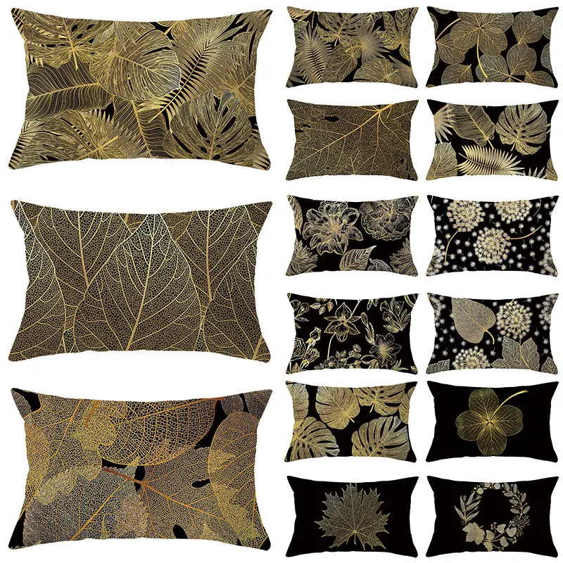 

Black Gold Plant Series pillowcase Sofa Pillow New Office Cushion Cover Home Decoration Cushion Bedroom Cushion Cover