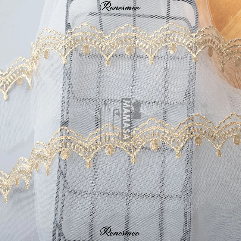 1 ярд золотая нить сетка вышивка кружевная ткань кружевные планки DIY ручной