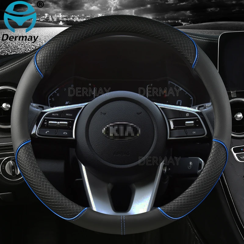 microfiber leather dermay car steering wheel cover for kia seltos kx3 auto accessories interior free global shipping