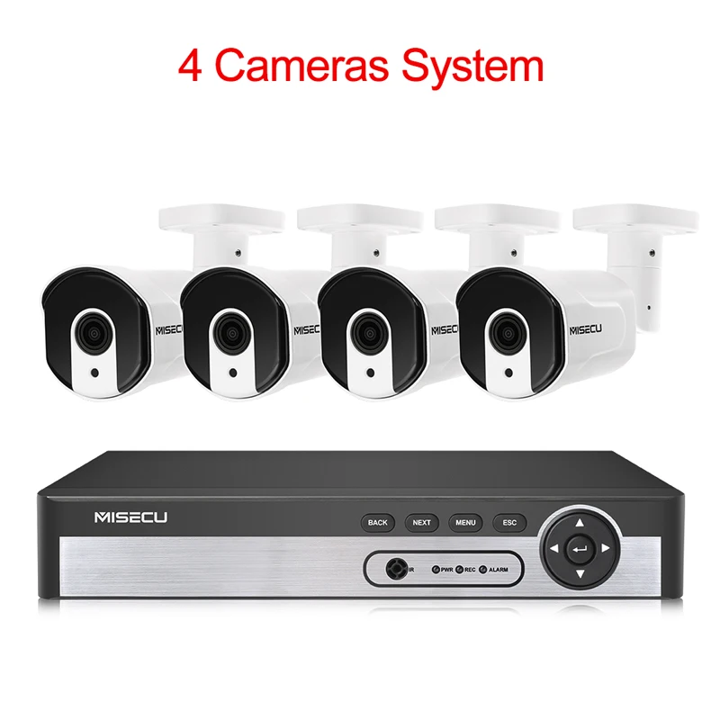 MISECU 8CH 1080P POE Система видеонаблюдения IP камера 2,8 мм-12 мм моторизованный Автоматический зум объектив P2P ONVIF Комплект ночного видения наблюдения - Цвет: Auto len 4camera kit
