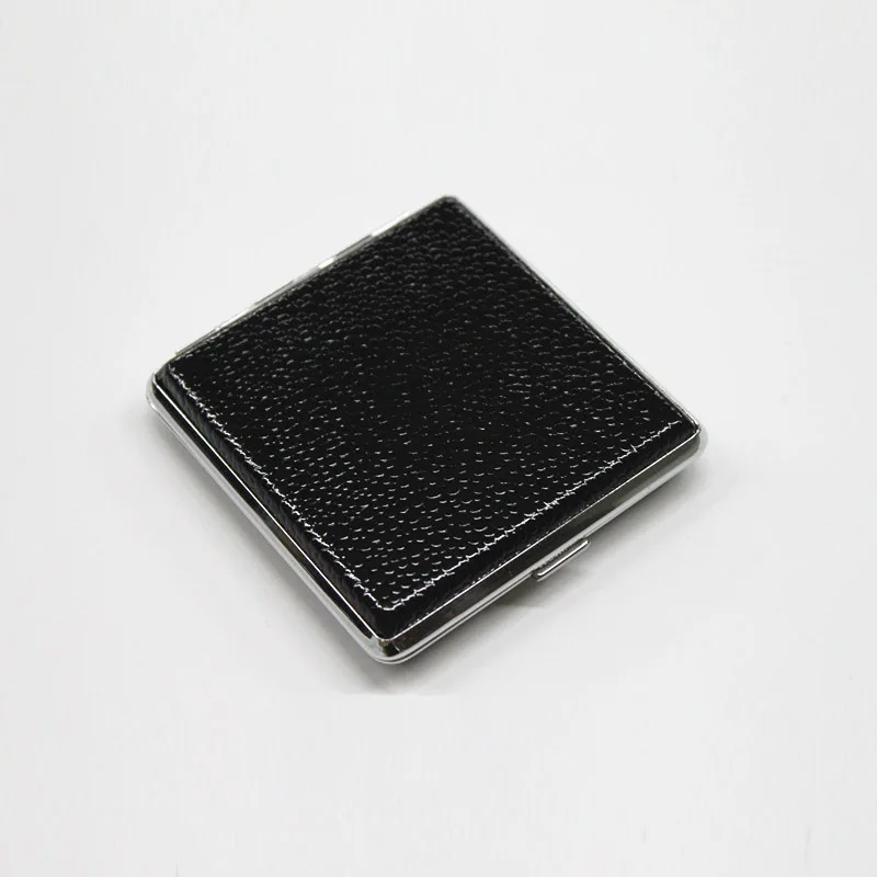 

Durable Metal Leather Cigarette Box Can Hold 20pcs Cigarettes Black Tobacco Holder Case Smoking Accessories For Smoker Man Gift