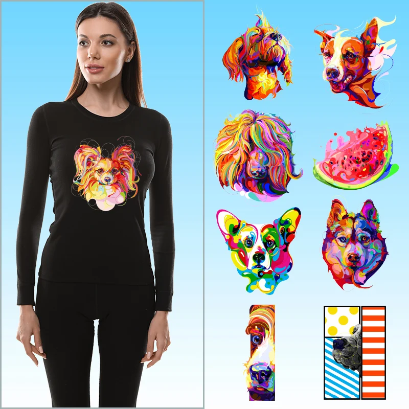 

Dogs Paintings Watermelon Heat Transfer PVC Patch Heat-sensitive patches Ironing stickers Garment Accessories DIY Appliques