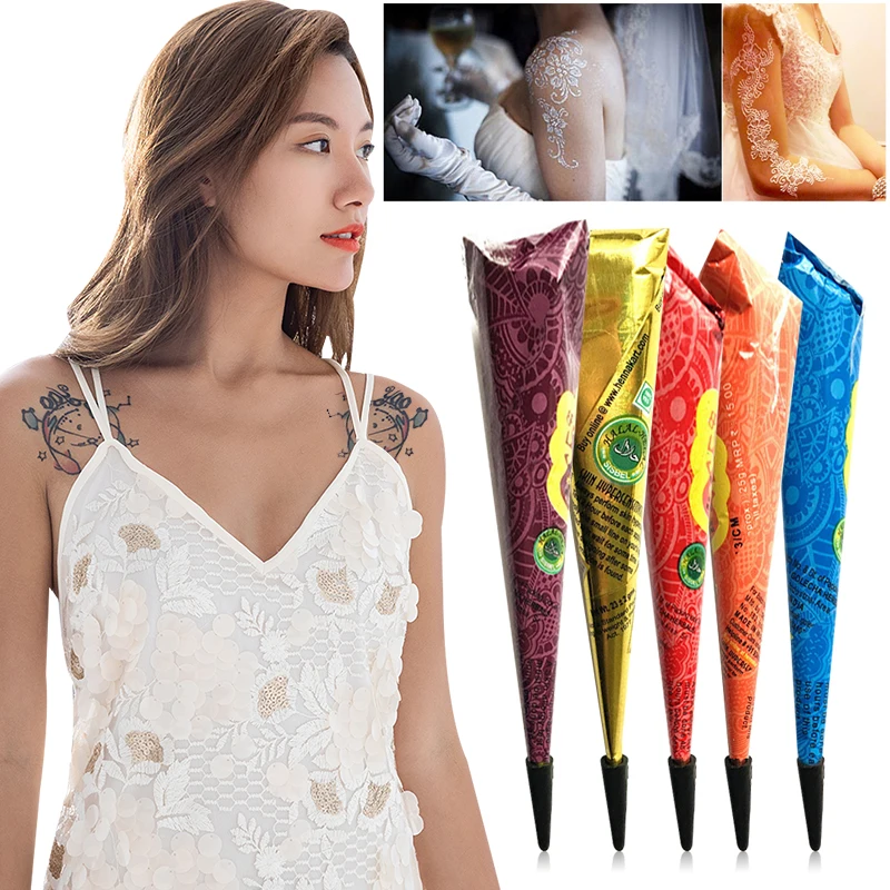 Временная водостойкая татуировка 5 цветов индийская натуральная травяная хна