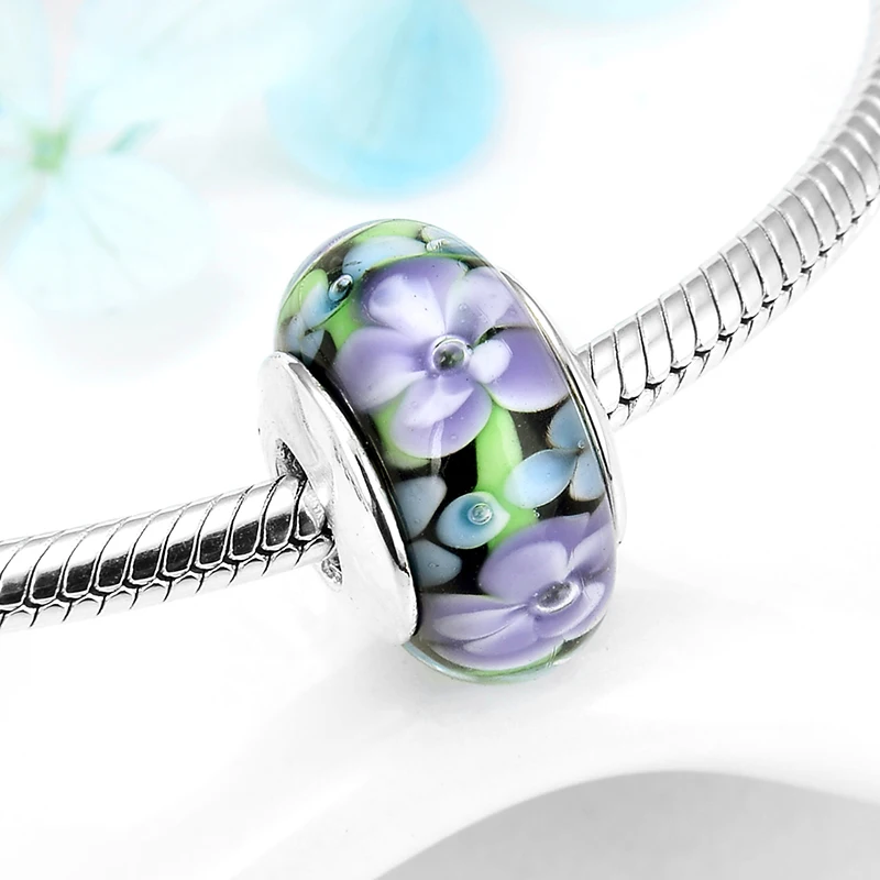 Высококачественные элегантные стеклянные бусины мунаро из серебра 925 пробы с