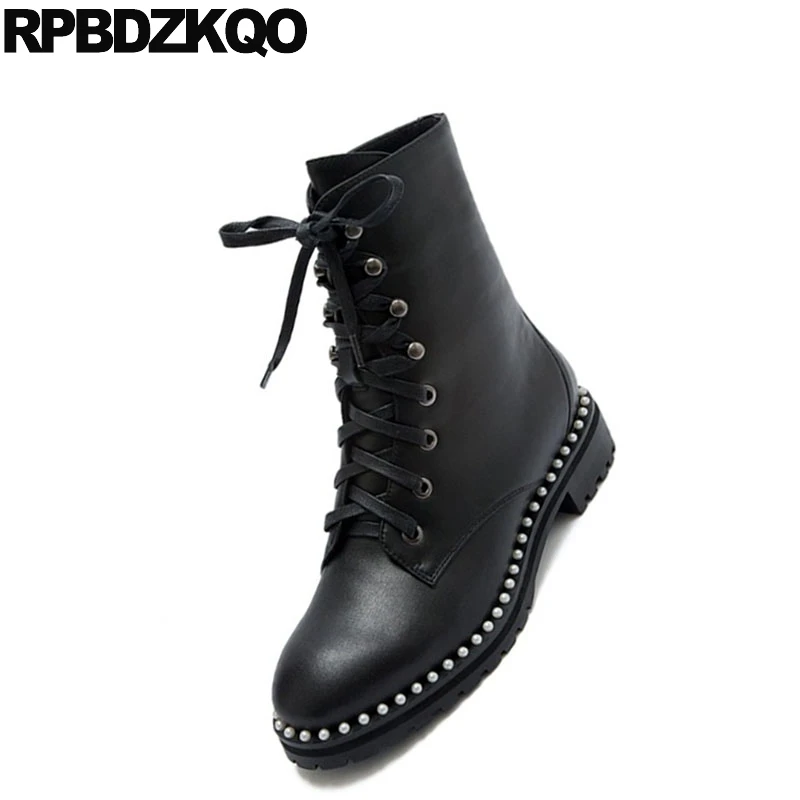 Женские осенние ботильоны из натуральной кожи и замши в стиле милитари