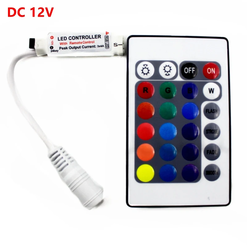 DC 12V 12A 3 ключа Мини светодиодный RGB контроллер Диммер драйвер для RGB 5050/3528/2835/5730/5630/3014 SMD Светодиодные ленты света - Цвет: IR Mini 24 Keys