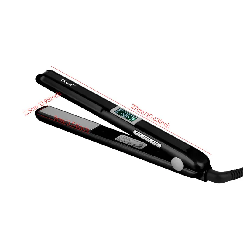 

CkeyiN Electric Hair Straightener for Hair Repair LCD Ultrasonic Infrared Hair Care Tool Steam Flat Iron For All Hair Type Black