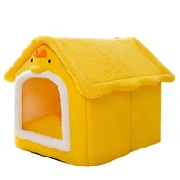 dog condo soft indoor cat small dog houses wear resistant cute duck shape pet condo with short plush soft cushion foldable detac