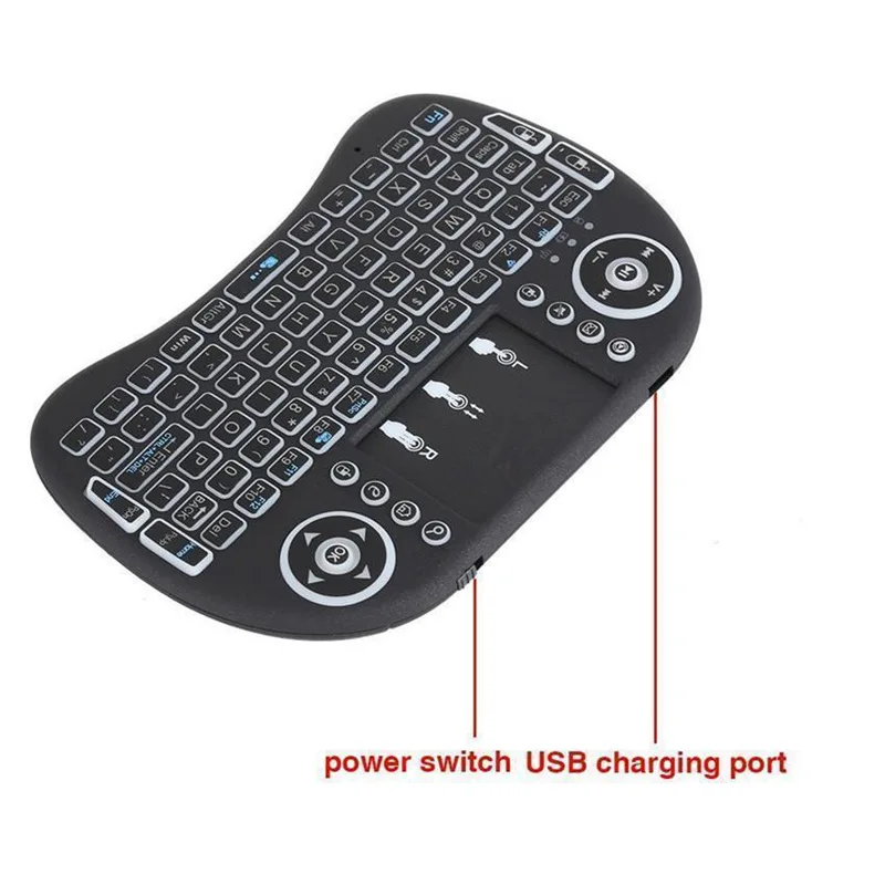 

Backlit I8 2.4G Air Wireless Keyboard Air Mouse 2.4GHZ Russian Touchpad Black Touchpad For Android TV Box Notebook Free Ship