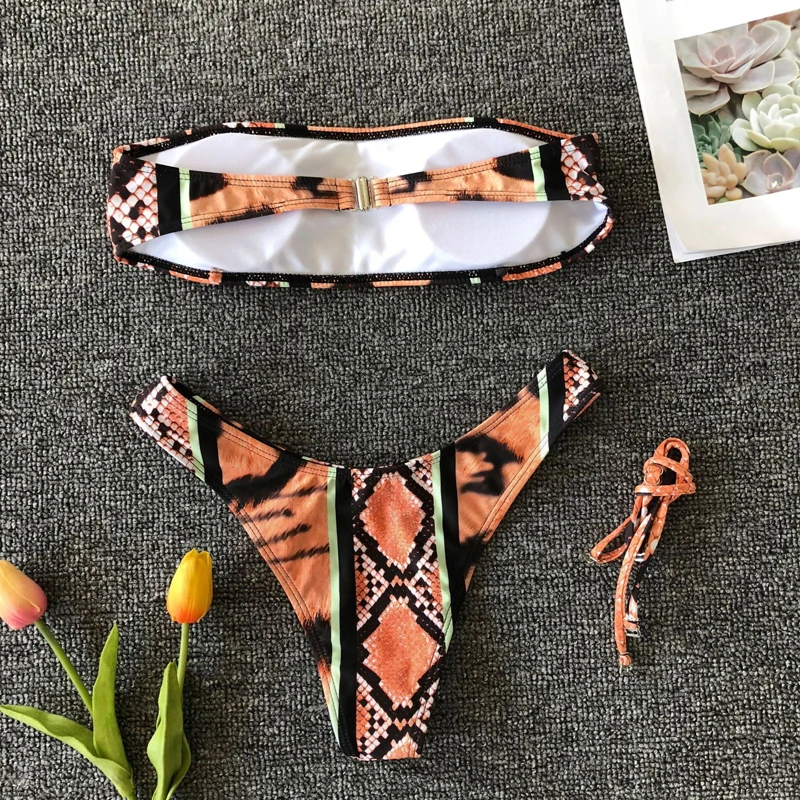 Colysmo новинка сексуальный раздельный бикини со змеиным принтом зеленый хаки пуш