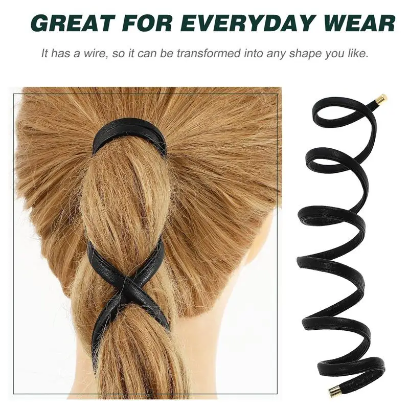 

1pc Creative PU Leather Hair Ties Adjustable Hair-Wire Ponytail Hair Ropes