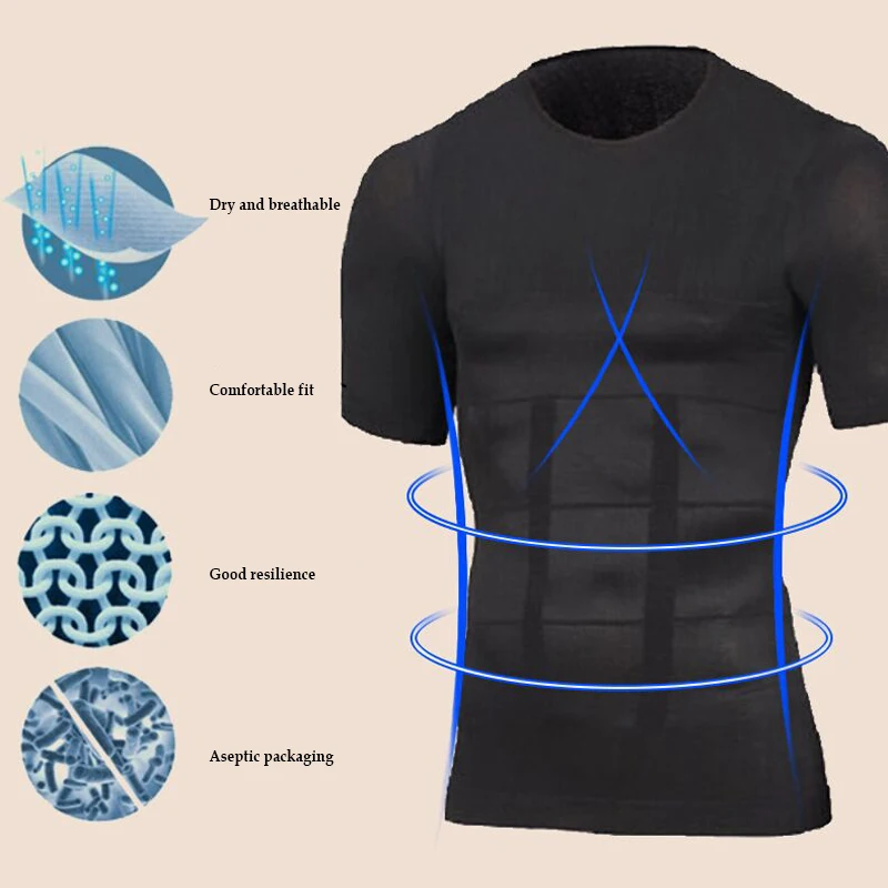 

Men Slim Body Building Shapewear Male Body Shaper Sweat Shirt Underwear Abdomen Bodysuit Corset Belly Chest Fitness Top