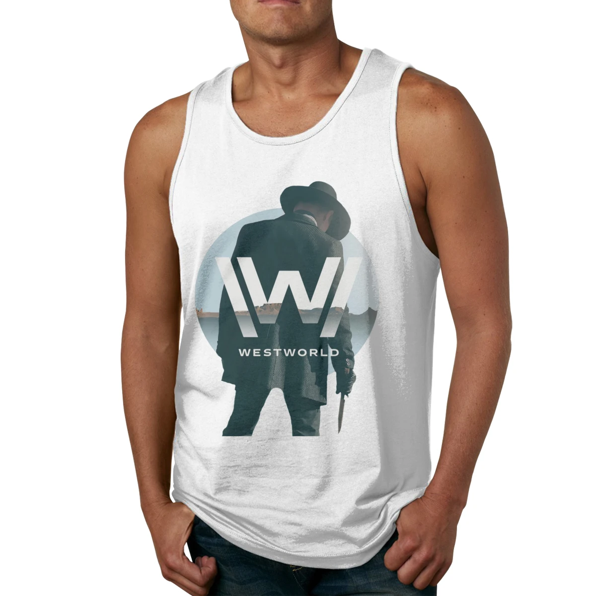 

Rock Roll CottonWestworld William Logo Game Summer Tops Non-Disposable Round Collar Vest