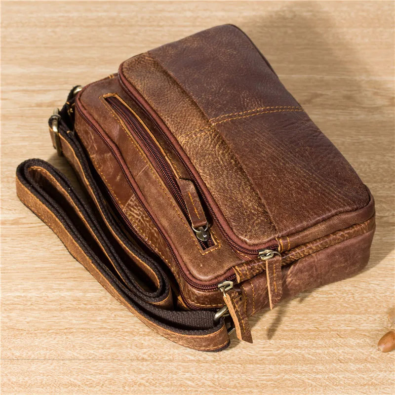 Винтажная Мужская сумка из натуральной кожи сумки через плечо карманы для мужчин