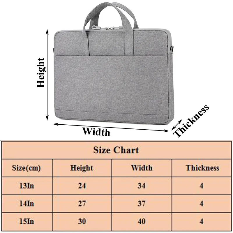 

Briefcase Laptop Bag 15.6 Inch Waterproof Shoulder Bags Sleeve Case Solid Color Dust-proof for Tablet Macbook Notebook