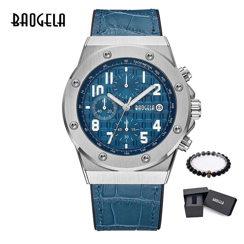 BAOGELA Homme Nouveau кварцевый браслет Montres, Chronographe, дизайнерский, светящийся, мужской, Cuir браслет, Relog