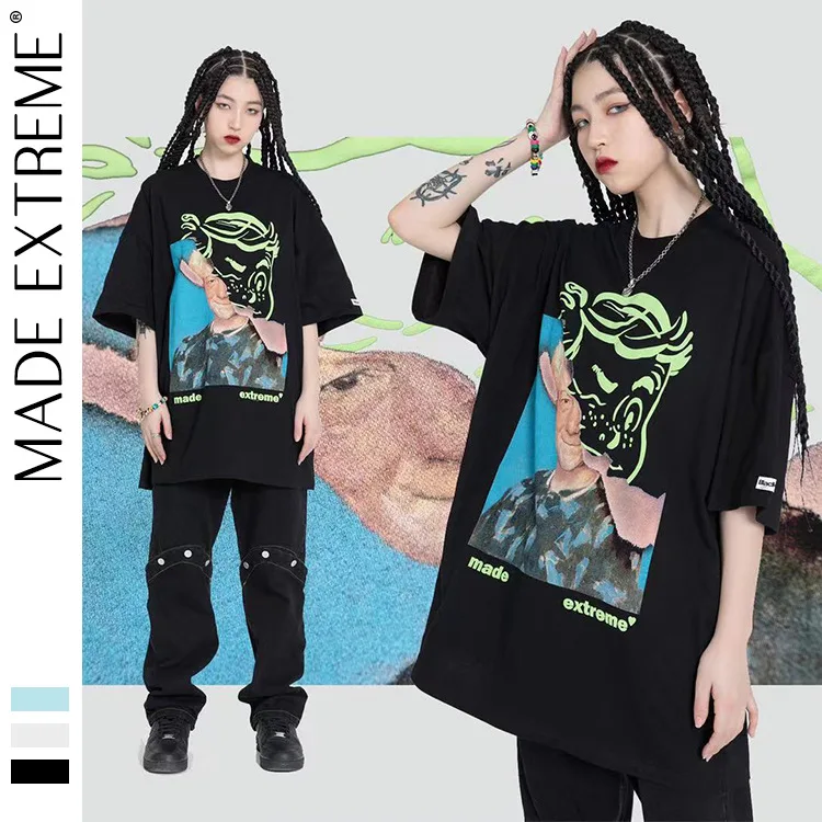 

MADEEXTREME Best seller harajuku Hip Hop gothic vintage t shirt Oversized Tees Couple Tops 2021 Summer Loose men clothing 2268