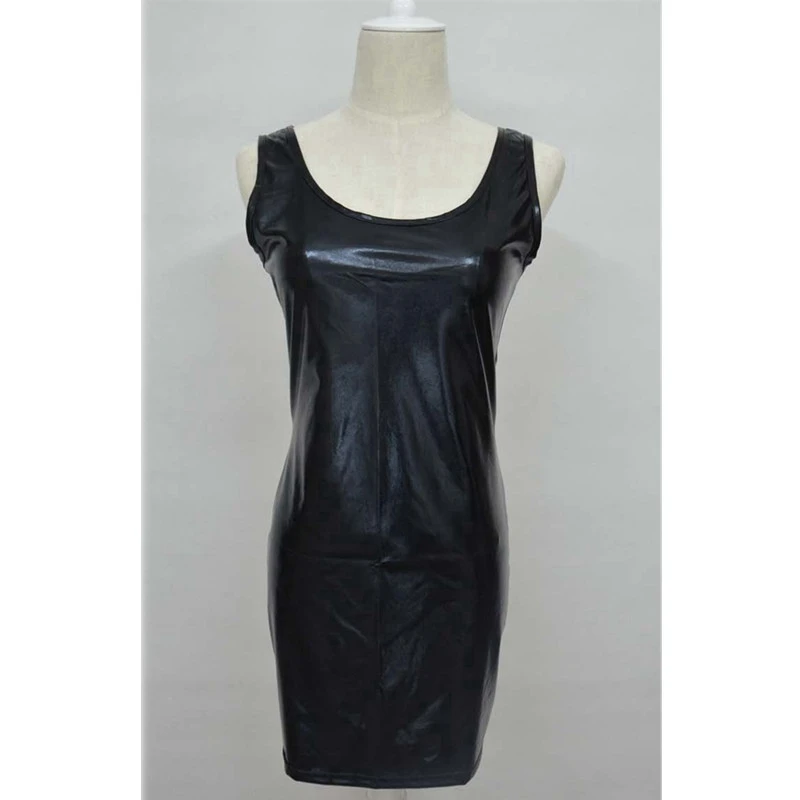 Эротическое сексуальное платье из искусственной кожи женское с мокрым внешним