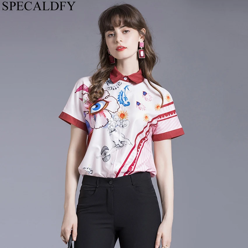 Летняя Повседневная рубашка для женщин с принтом блуза коротким рукавом 2020