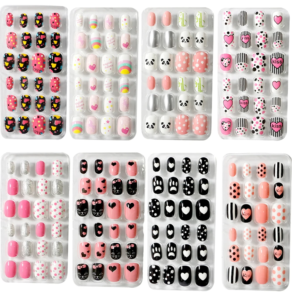 Детская полное покрытие накладные ногти для ног нажмите на самоклеющиеся ногтей