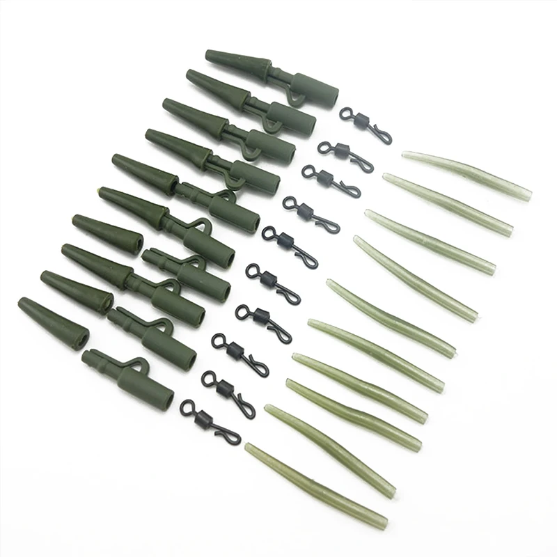 

Hot Selling Swivel Ring Anti Slip Hose 40 Pieces Carp Plastic Lead Tail Quick Change Body Drill Carp Fishing Accessories