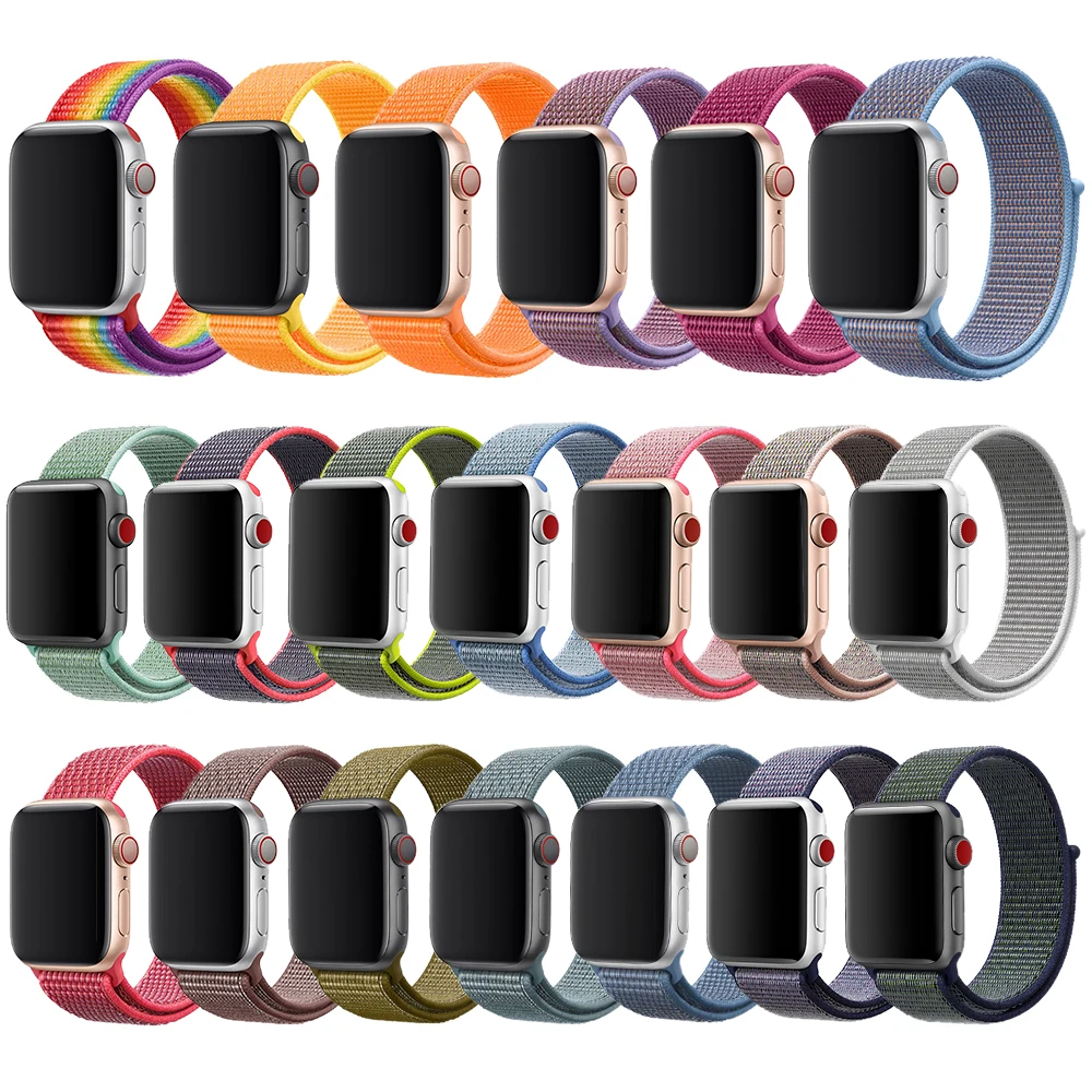 Ремешок для наручных часов Apple Watch серии 3/2/1 38 мм 42 мм мягкий нейлон дышащий сменный ремешок Спортивные петли для наручных часов iwatch серии 4 5 40 мм 44 мм