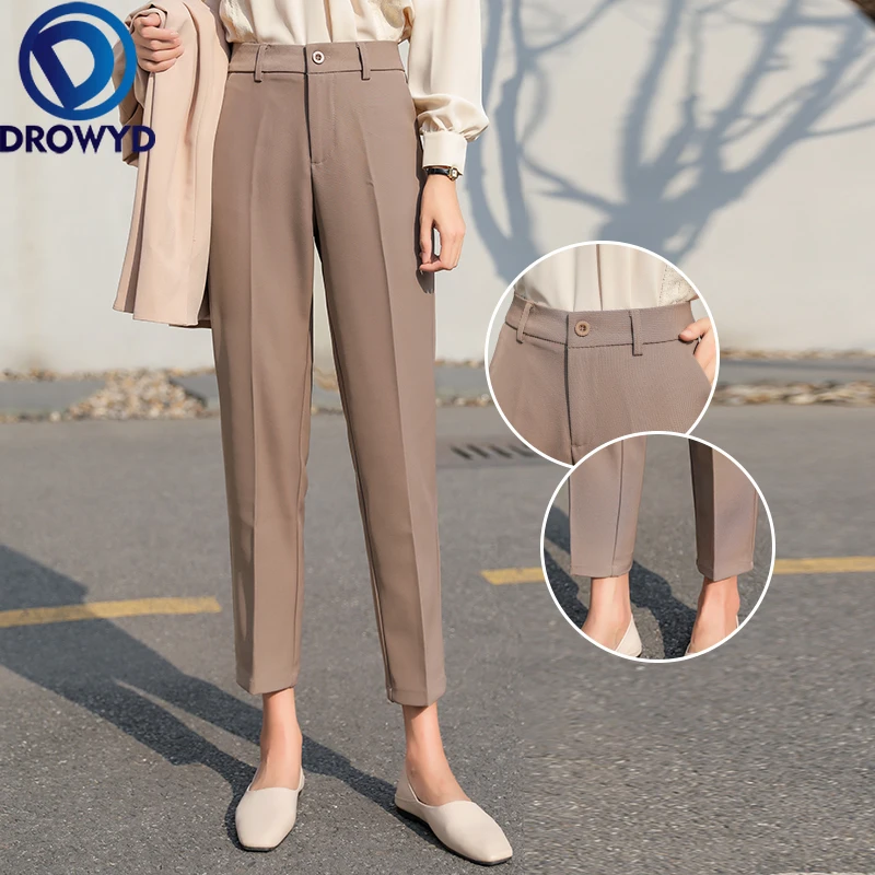 Брюки-карандаш хаки для женщин модные элегантные офисные штаны работы летние