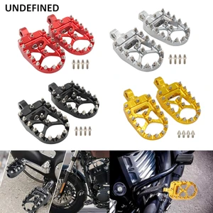 MX Offroad Foot Pegs Motorcycle Wide Fat Footrests Black Gold For Harley Sportster XL 883 Dyna Fatbob Wide Glide Bobber Chopper
