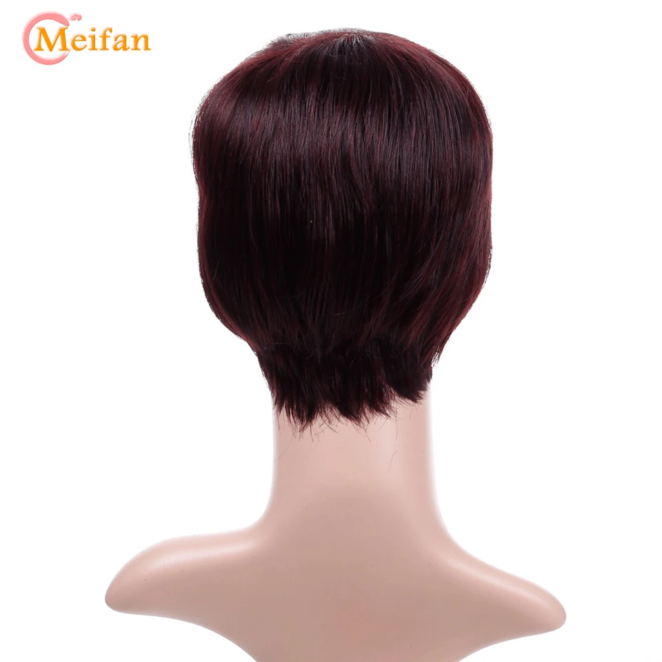 MEIFAN натуральные короткие прямые черные парики термостойкие волосы