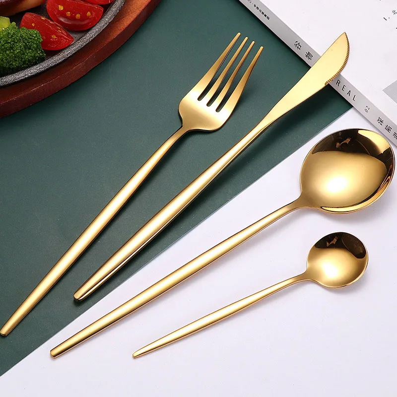 

6Set/24Pcs Colorful Cutlery Set Stainless Steel Dinnerware Knife Fork Spoon Dinner Tableware Bar Silverware Set Kitchen Flatware