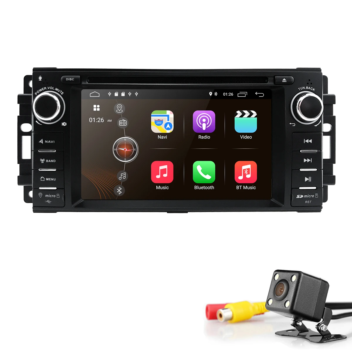 Camera4 Android9.0 стерео gps DVD плеер для Dodge Ram Challenger Jeep Wrangler JK головное устройство один Din сенсорный экран Indash Радио BT - Цвет: Camera4