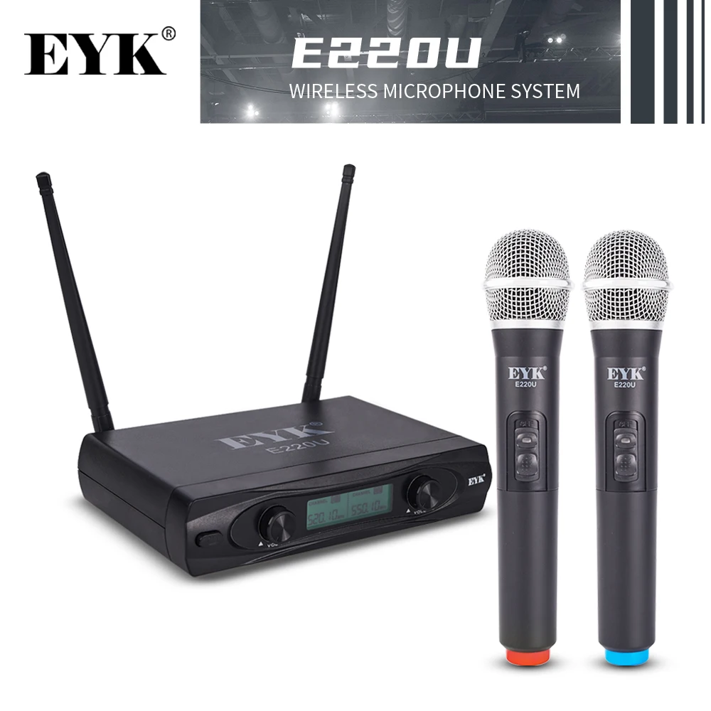 Беспроводной микрофон EYK E220U ручной двухканальный динамический UHF с