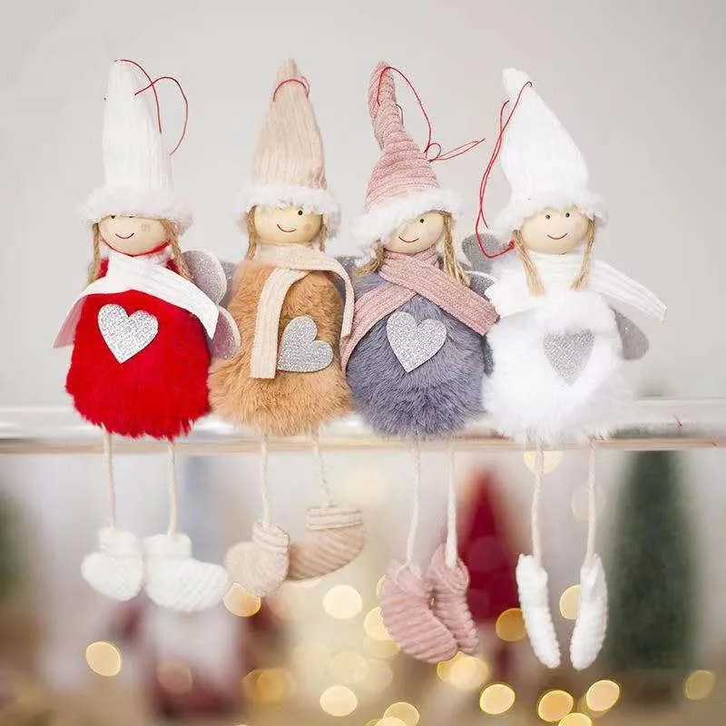 

6/12PCS Lovely Angel Girl Plush Doll Xmas Pendant Xmas Gift Toy Christmas Tree Ornaments Window Display Xmas Party Decoration