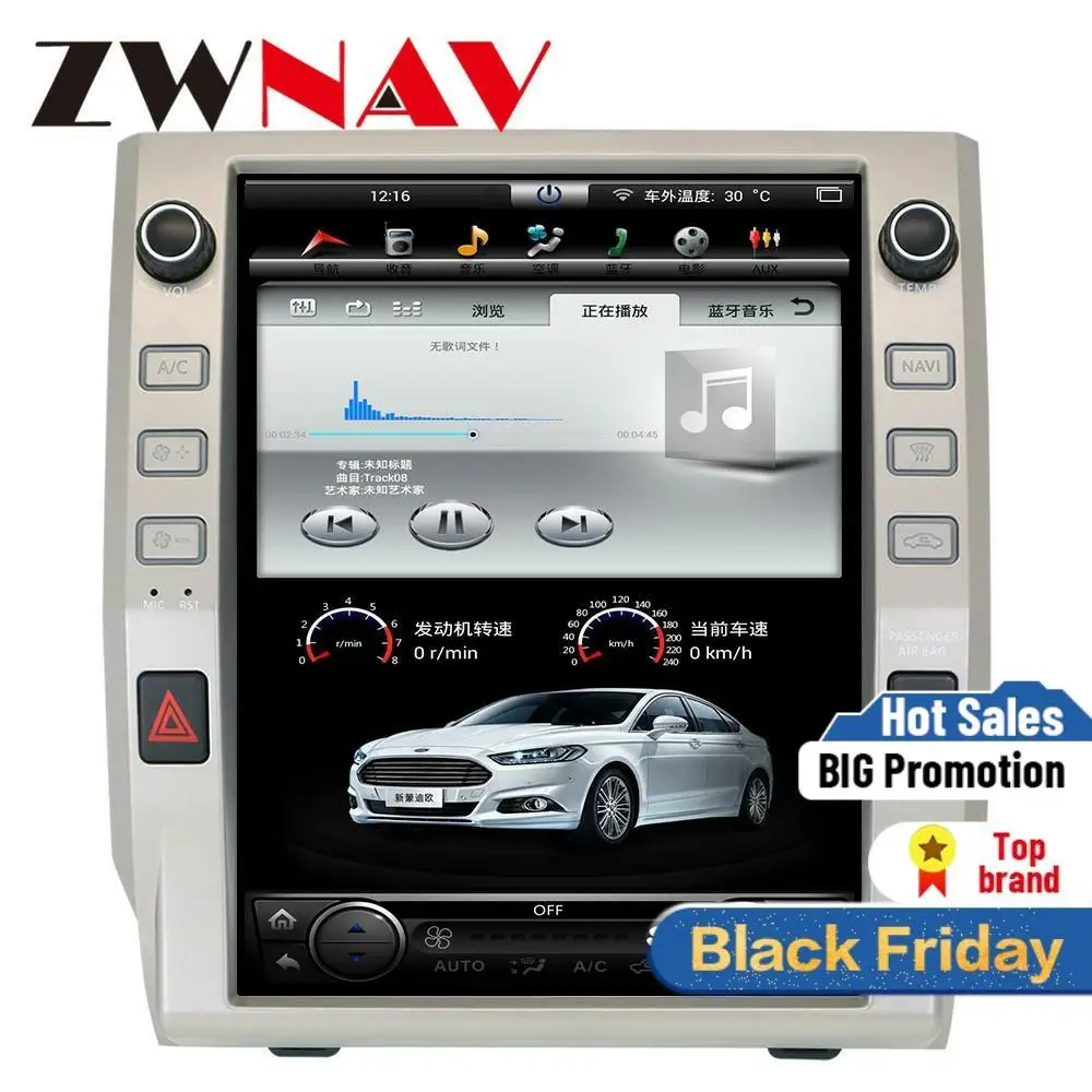 Автомобильный мультимедийный плеер Tesla style с большим экраном Android 9 0 для Toyota Tundra 2014