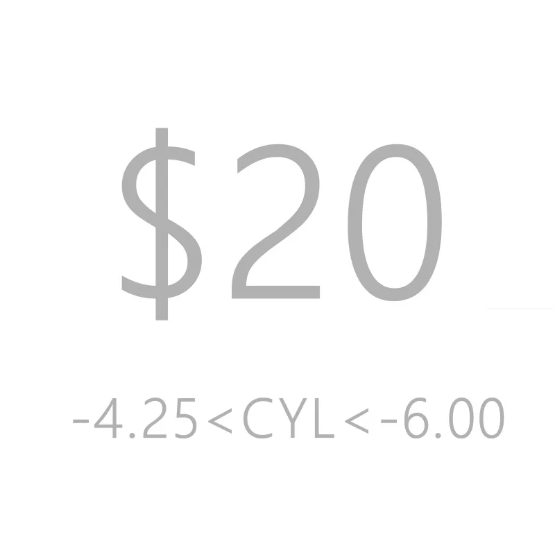 

Astigmatism CYL 4.25 To 6.00 Customized Prescription Lenses, Extra Cost Use Only, This can't be order alone.