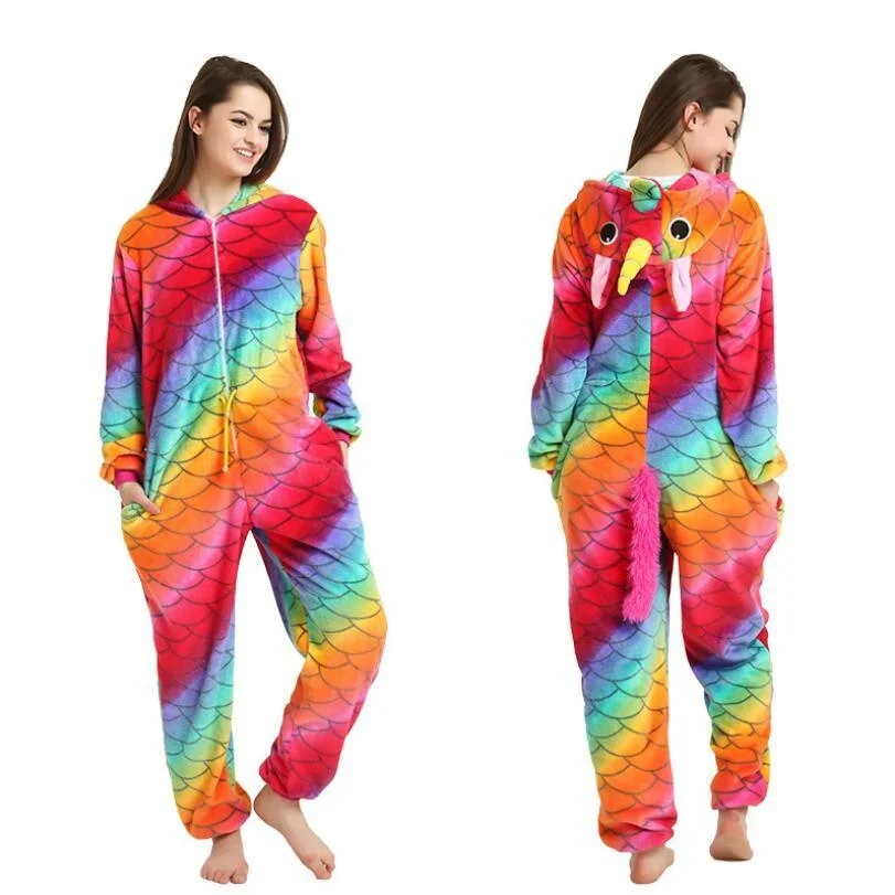 

Fish Scale Kigurumi Cosplay Costume Women Adult Cute Animal Flannel Warm Winter Sleepwear Party Fancy