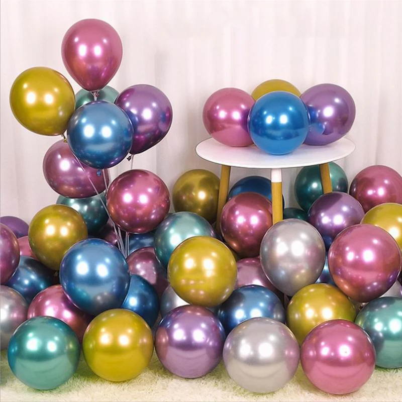 30pcs Chrome Balloons Latex Air Helium Balloon Wedding Birthday Party Metallic Valentine's Day Inflatable | Дом и сад